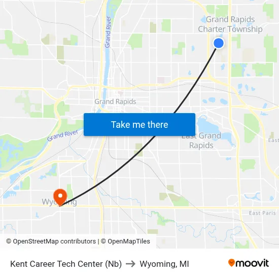 Kent Career Tech Center (Nb) to Wyoming, MI map