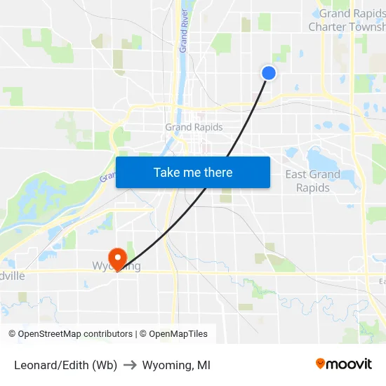 Leonard/Edith (Wb) to Wyoming, MI map