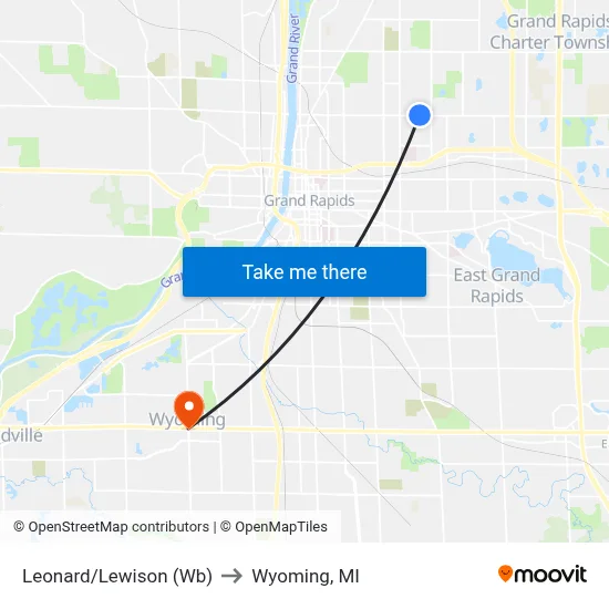 Leonard/Lewison (Wb) to Wyoming, MI map