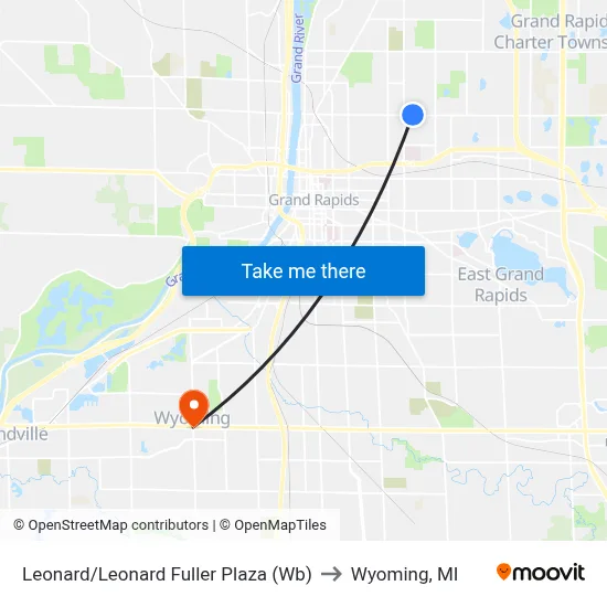 Leonard/Leonard Fuller Plaza (Wb) to Wyoming, MI map