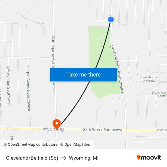 Cleveland/Belfield (Sb) to Wyoming, MI map