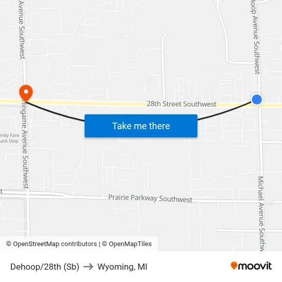 Dehoop/28th (Sb) to Wyoming, MI map