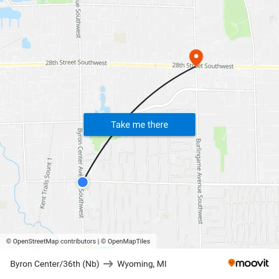 Byron Center/36th (Nb) to Wyoming, MI map