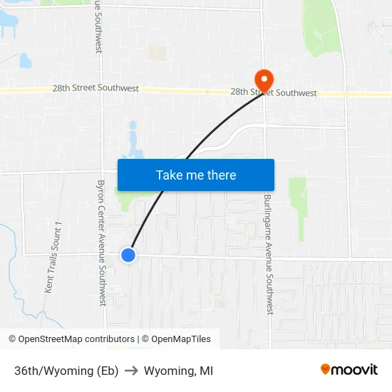 36th/Wyoming (Eb) to Wyoming, MI map