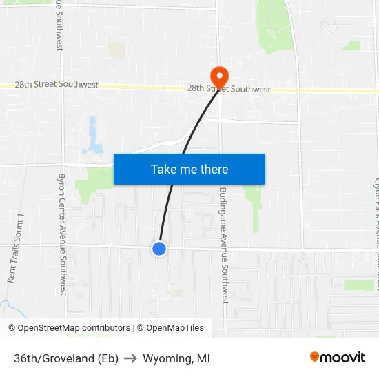 36th/Groveland (Eb) to Wyoming, MI map