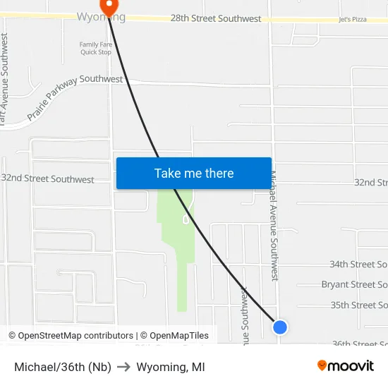 Michael/36th (Nb) to Wyoming, MI map