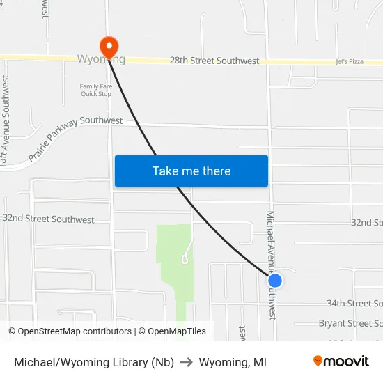 Michael/Wyoming Library (Nb) to Wyoming, MI map