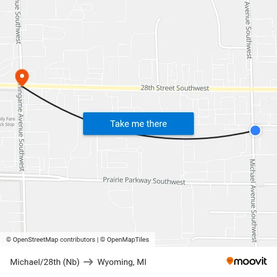 Michael/28th (Nb) to Wyoming, MI map