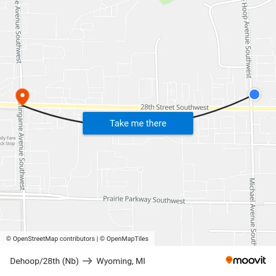 Dehoop/28th (Nb) to Wyoming, MI map