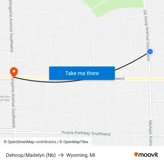 Dehoop/Madelyn (Nb) to Wyoming, MI map
