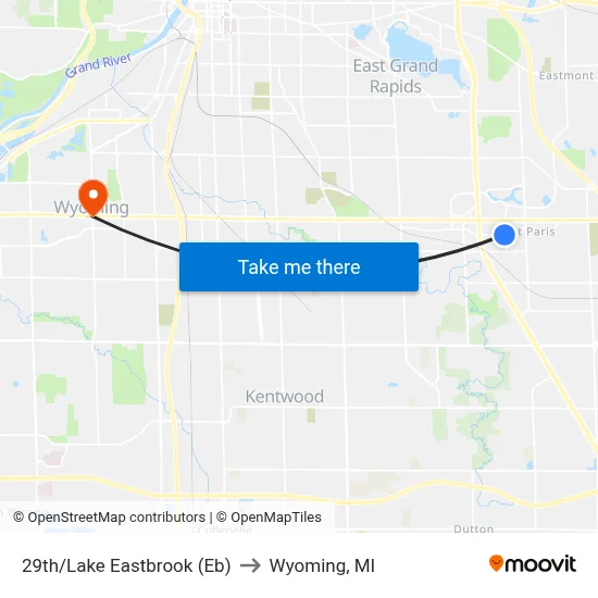 29th/Lake Eastbrook (Eb) to Wyoming, MI map