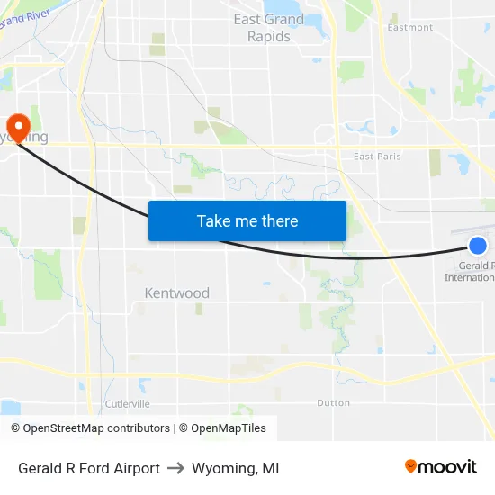 Gerald R Ford Airport to Wyoming, MI map