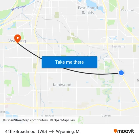 44th/Broadmoor (Wb) to Wyoming, MI map