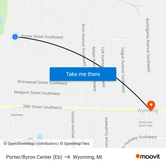 Porter/Byron Center (Eb) to Wyoming, MI map