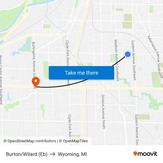Burton/Wilard (Eb) to Wyoming, MI map