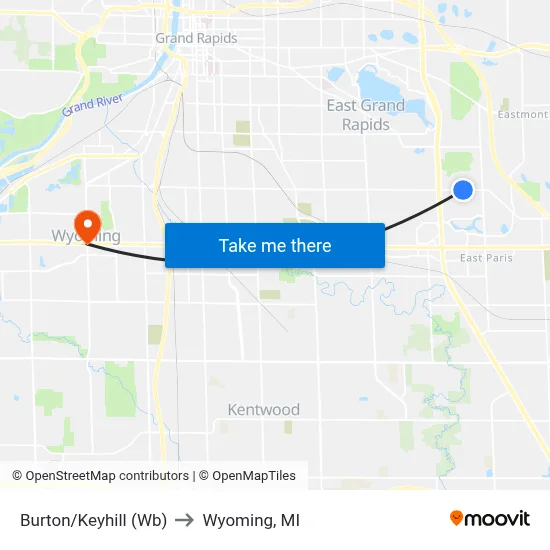 Burton/Keyhill (Wb) to Wyoming, MI map