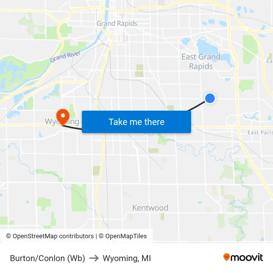 Burton/Conlon (Wb) to Wyoming, MI map