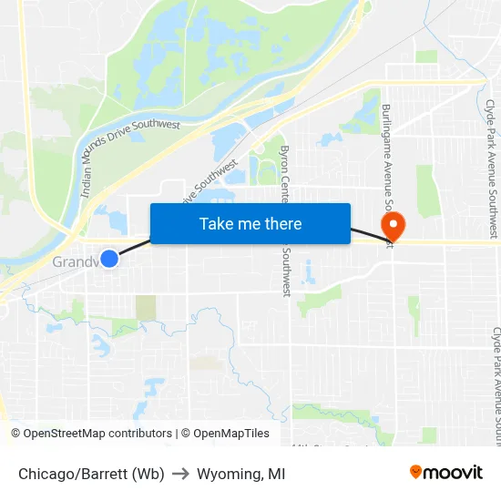 Chicago/Barrett (Wb) to Wyoming, MI map