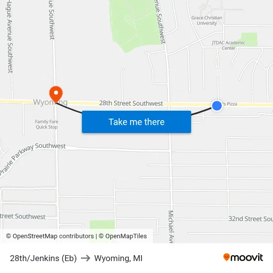 28th/Jenkins (Eb) to Wyoming, MI map