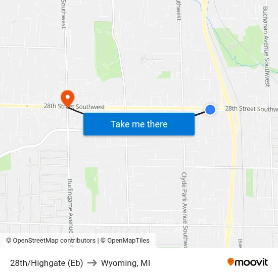 28th/Highgate (Eb) to Wyoming, MI map