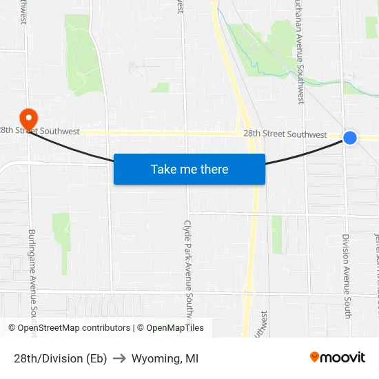 28th/Division (Eb) to Wyoming, MI map