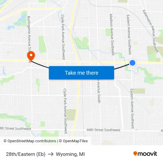 28th/Eastern (Eb) to Wyoming, MI map