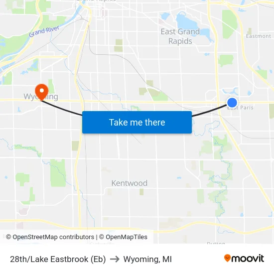 28th/Lake Eastbrook (Eb) to Wyoming, MI map