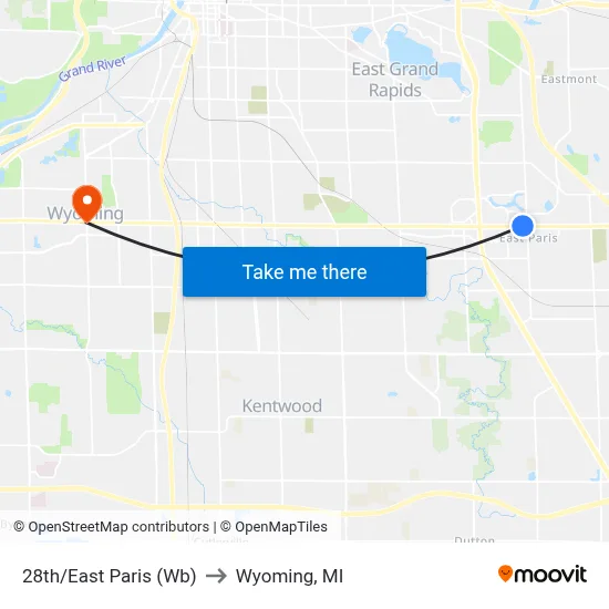 28th/East Paris (Wb) to Wyoming, MI map