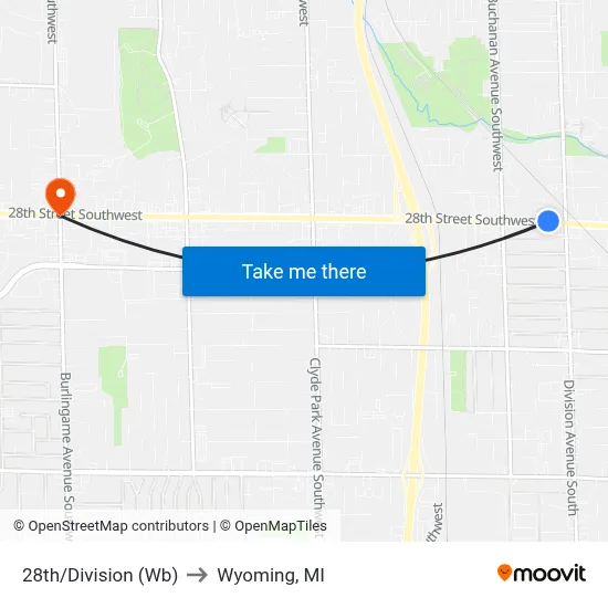28th/Division (Wb) to Wyoming, MI map