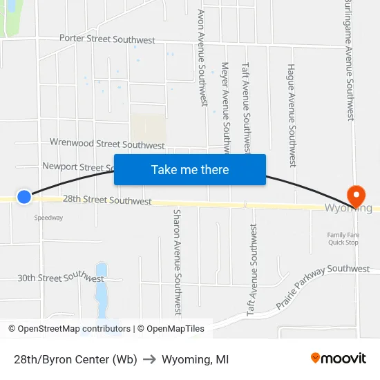 28th/Byron Center (Wb) to Wyoming, MI map