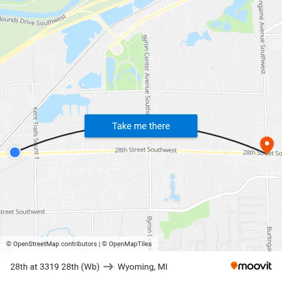 28th at 3319 28th (Wb) to Wyoming, MI map