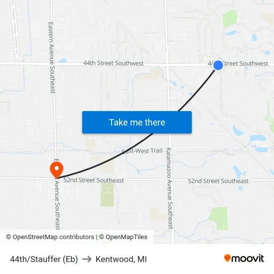 44th/Stauffer (Eb) to Kentwood, MI map