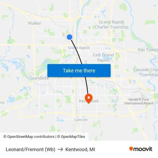 Leonard/Fremont (Wb) to Kentwood, MI map