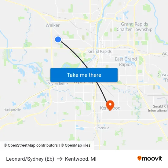 Leonard/Sydney (Eb) to Kentwood, MI map