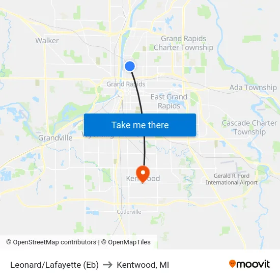Leonard/Lafayette (Eb) to Kentwood, MI map