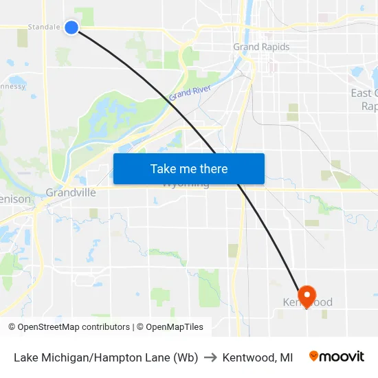 Lake Michigan/Hampton Lane (Wb) to Kentwood, MI map