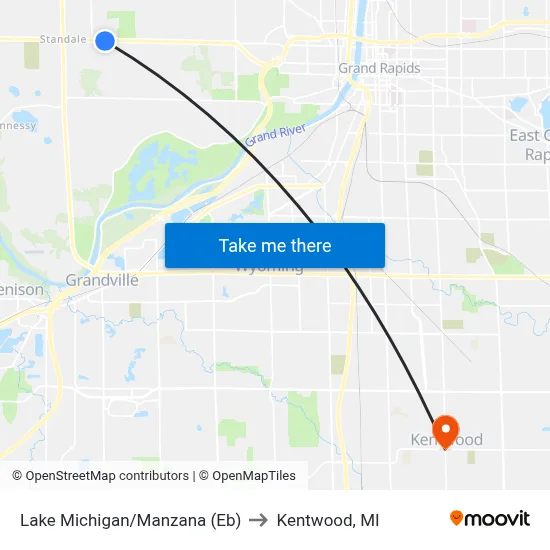 Lake Michigan/Manzana (Eb) to Kentwood, MI map
