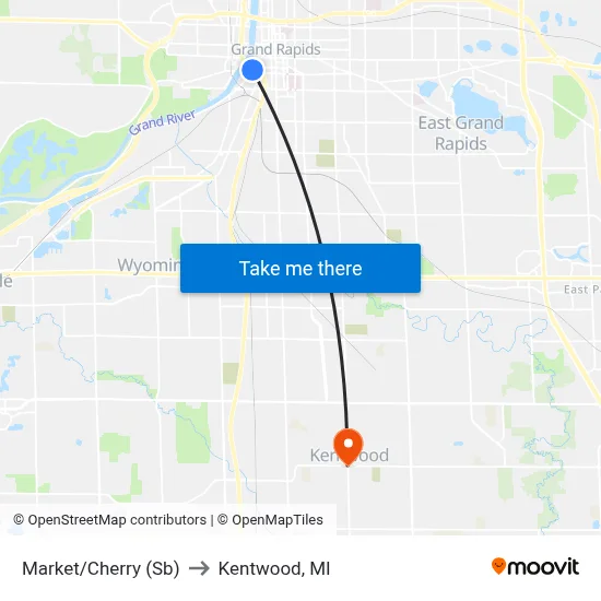 Market/Cherry (Sb) to Kentwood, MI map