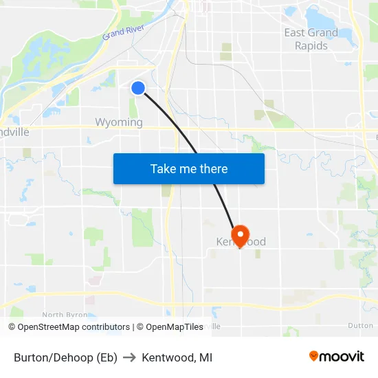 Burton/Dehoop (Eb) to Kentwood, MI map