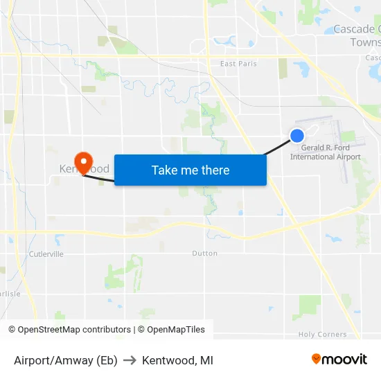 Airport/Amway (Eb) to Kentwood, MI map