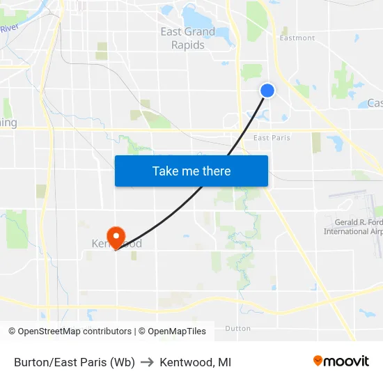 Burton/East Paris (Wb) to Kentwood, MI map