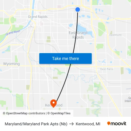Maryland/Maryland Park Apts (Nb) to Kentwood, MI map