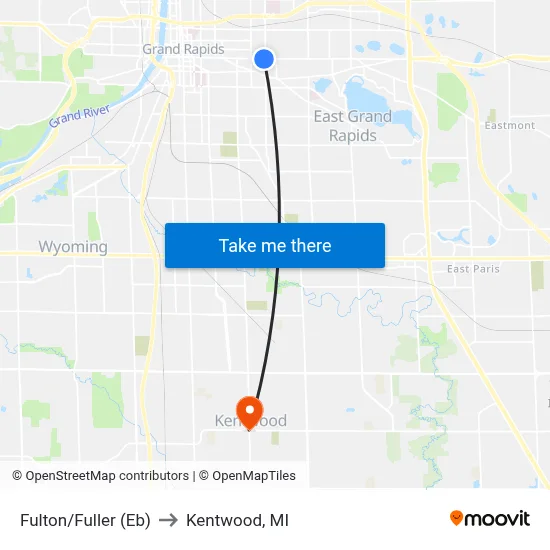 Fulton/Fuller (Eb) to Kentwood, MI map