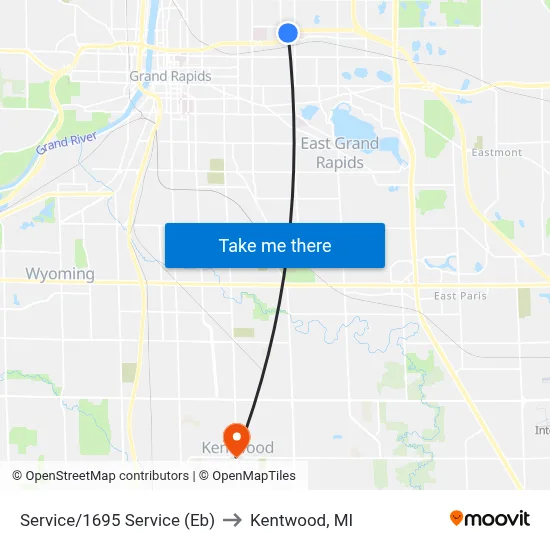 Service/1695 Service (Eb) to Kentwood, MI map