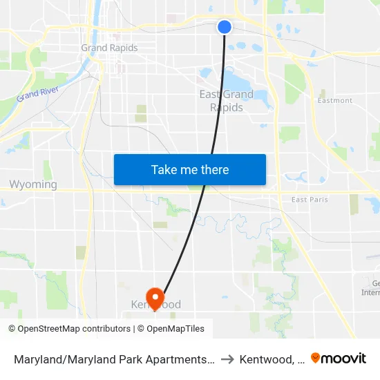 Maryland/Maryland Park Apartments (Sb) to Kentwood, MI map