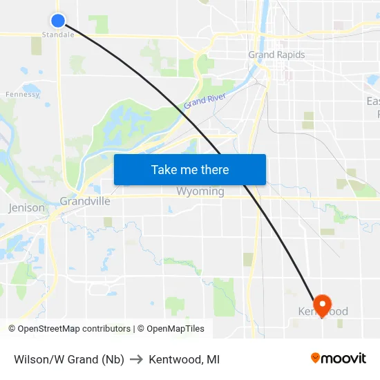 Wilson/W Grand (Nb) to Kentwood, MI map