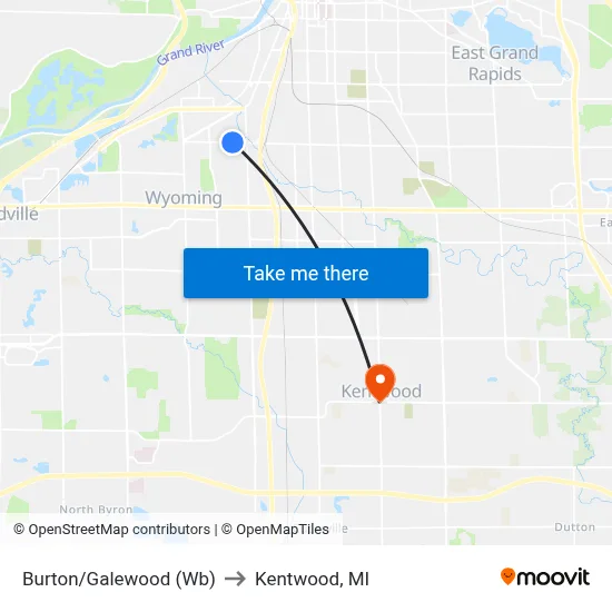 Burton/Galewood (Wb) to Kentwood, MI map