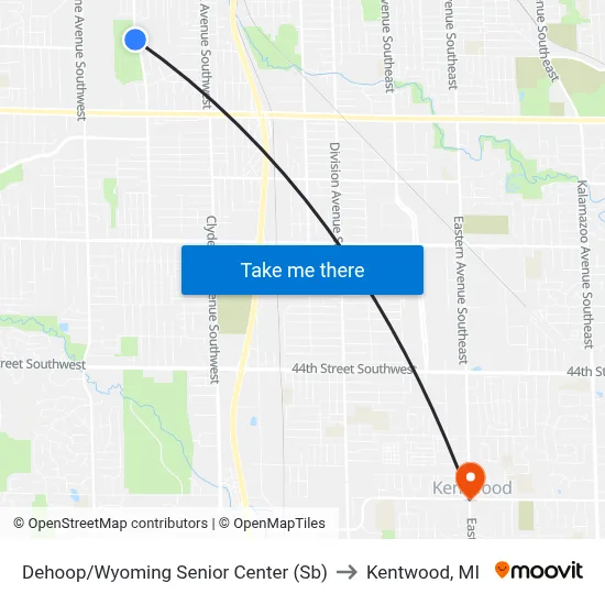 Dehoop/Wyoming Senior Center (Sb) to Kentwood, MI map
