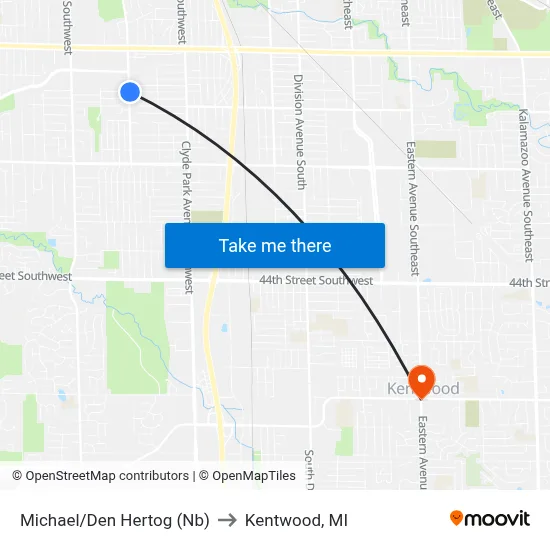 Michael/Den Hertog (Nb) to Kentwood, MI map