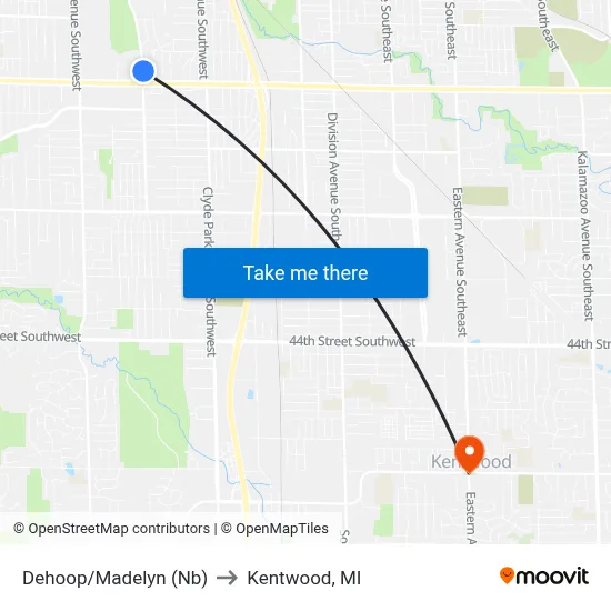 Dehoop/Madelyn (Nb) to Kentwood, MI map
